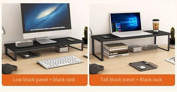 Soporte Elevador de Madera para Monitor y Portátil con Almacenamiento