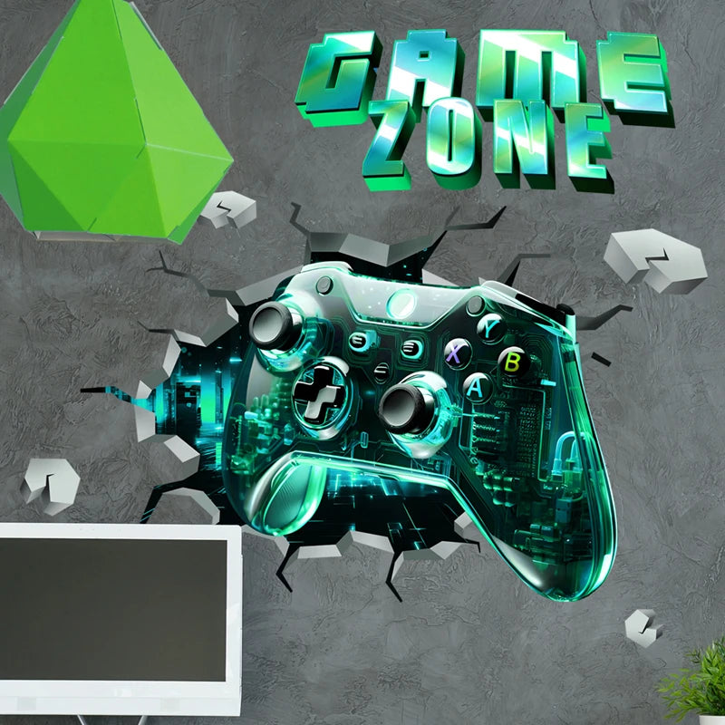 Poster Gaming Wall Hole Art · Decoración Setup Gamer y Escritorio