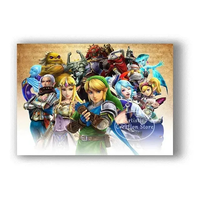 Poster Video Game Canvas Painting Zelda · Decoración Setup Gamer y Escritorio
