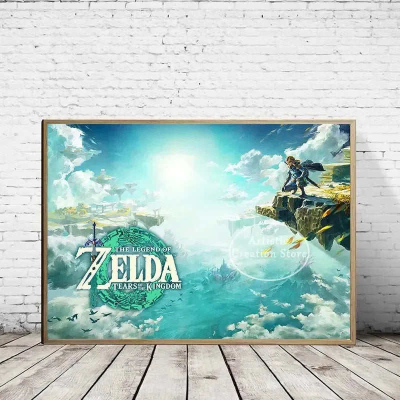 Poster Video Game Canvas Painting Zelda · Decoración Setup Gamer y Escritorio