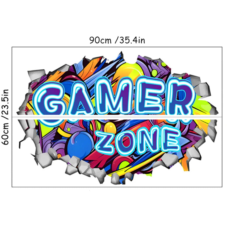 Poster Gaming Wall Hole Art · Decoración Setup Gamer y Escritorio
