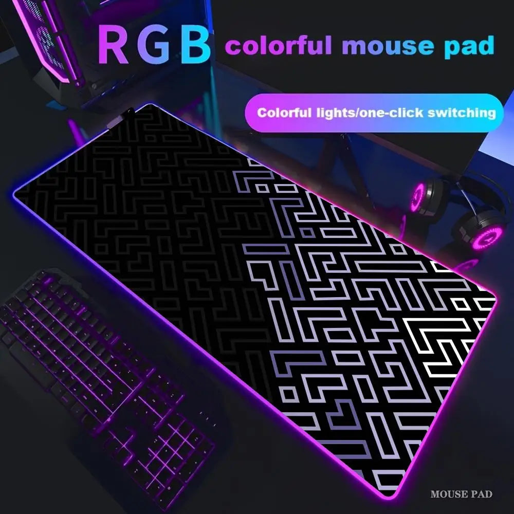Alfombrilla Gaming RGB Mairuige Geometric Art - LED XXL Extra Gruesa 4mm 35x25cm