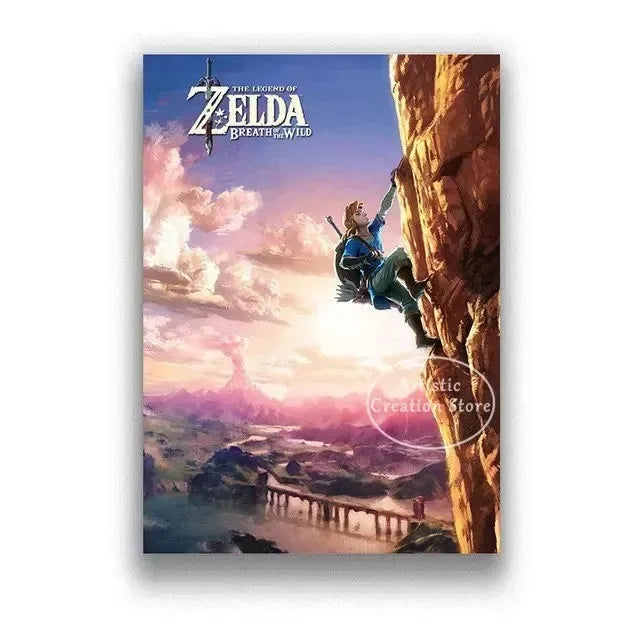 Poster Video Game Canvas Painting Zelda · Decoración Setup Gamer y Escritorio
