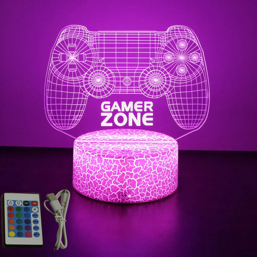 Neón LED GAMER 3D Night · Iluminación Setup Gaming 20cm