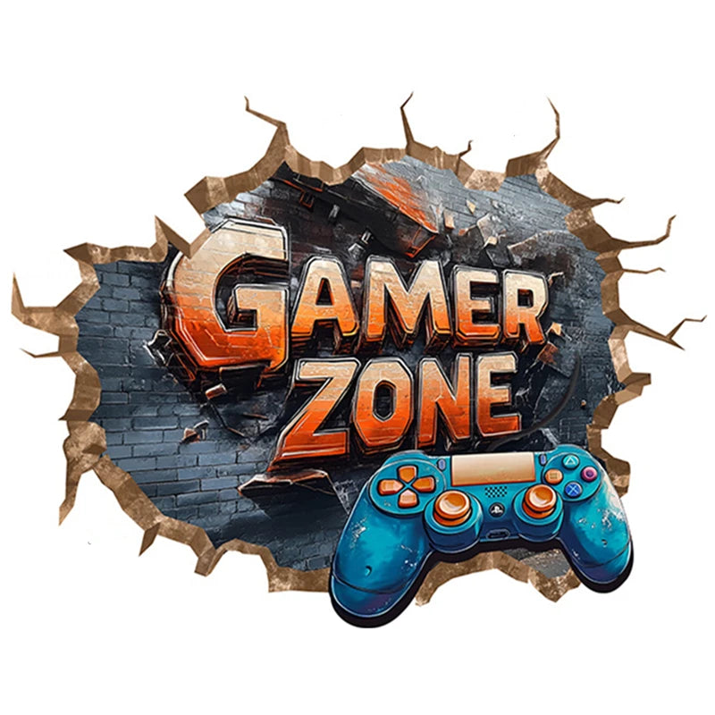Poster Gaming Wall Hole Art · Decoración Setup Gamer y Escritorio