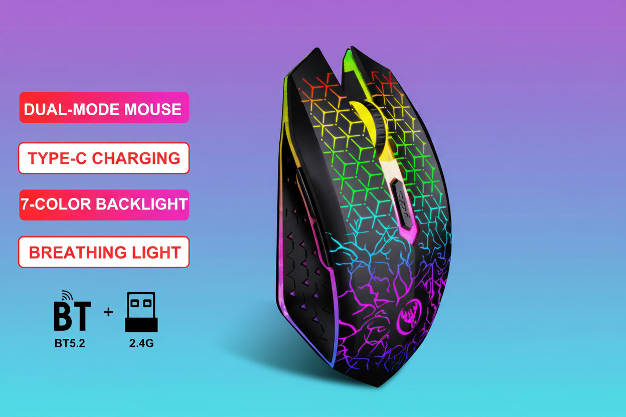 Ratón Inalámbrico Dual Mode HXSJ T34 RGB