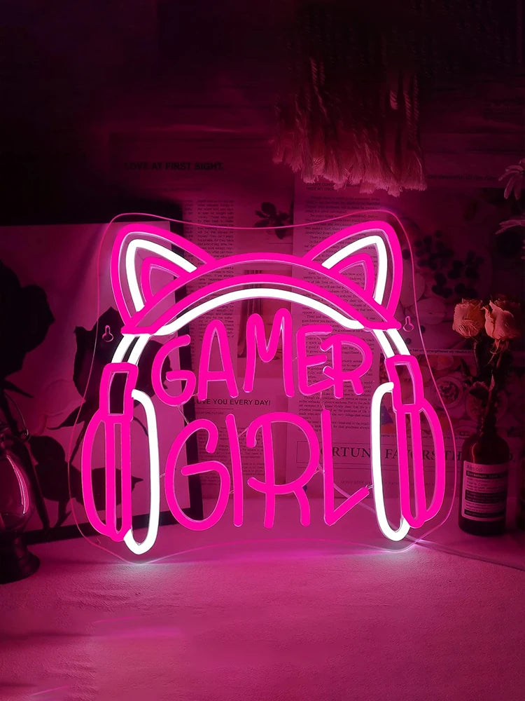 Neón LED Gamer Girl Gaming · Iluminación Setup Gaming
