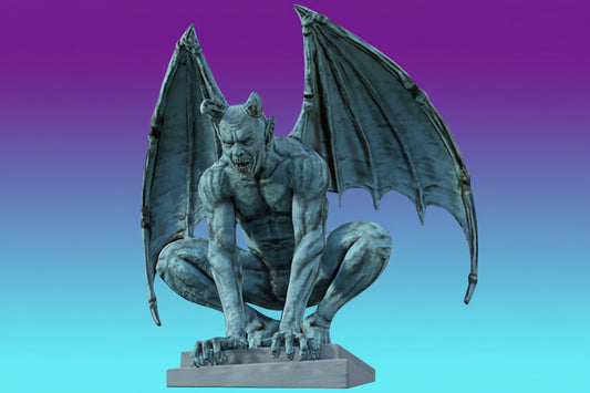 Estatua Gárgola Alada Decorativa - Figura Resina Gótica para Jardín e Interior