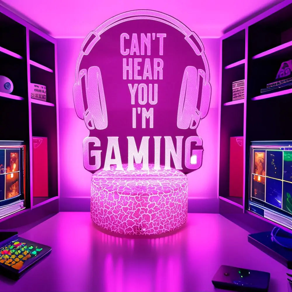 Neón LED GAMER 3D Night · Iluminación Setup Gaming 20cm