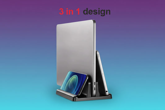 Soporte vertical laptop escritorio ahorro espacio