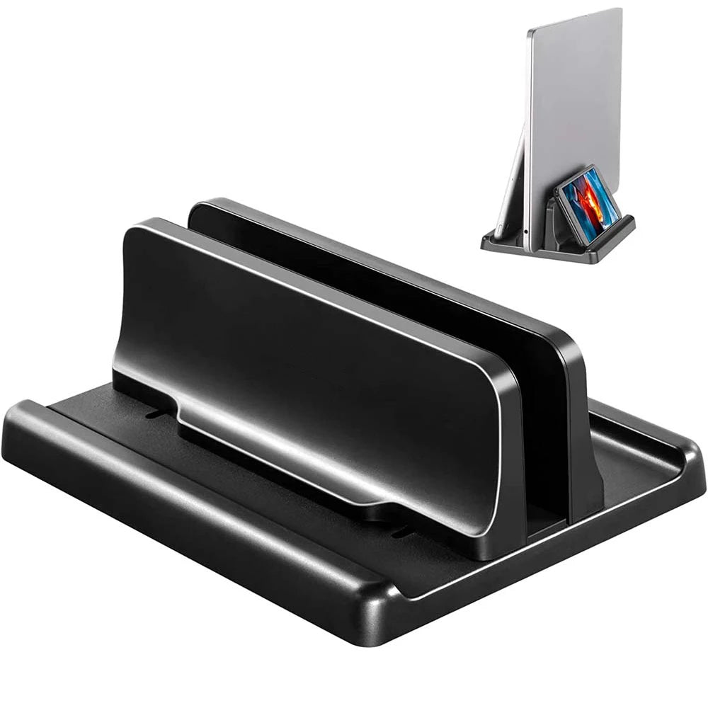 Soporte vertical laptop escritorio ahorro espacio