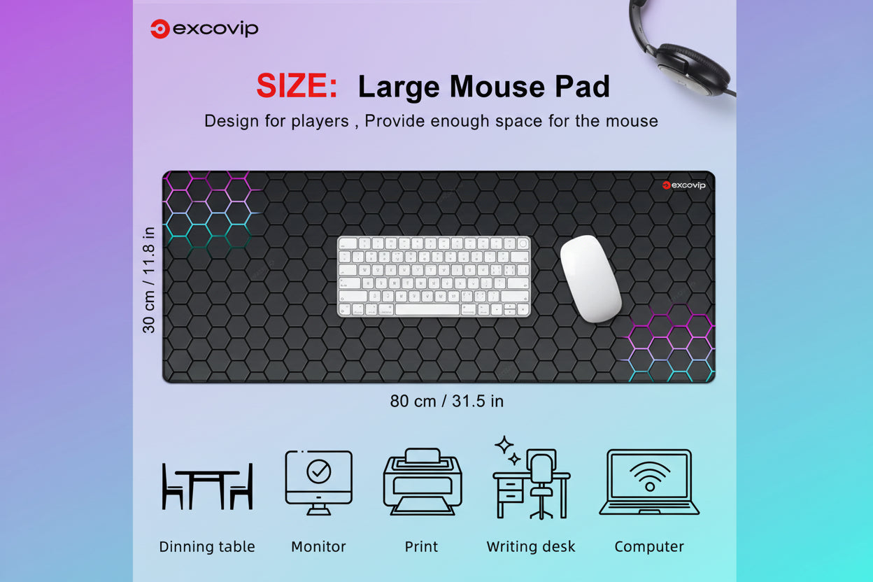 Alfombrilla Gaming Grande EXCO - Mouse Pad XXL con Bordes Cosidos y Base Antideslizante