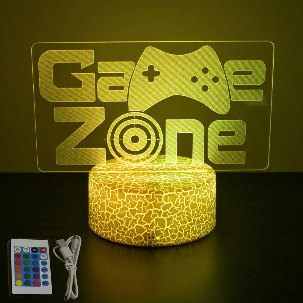 Neón LED GAMER 3D Night · Iluminación Setup Gaming 20cm