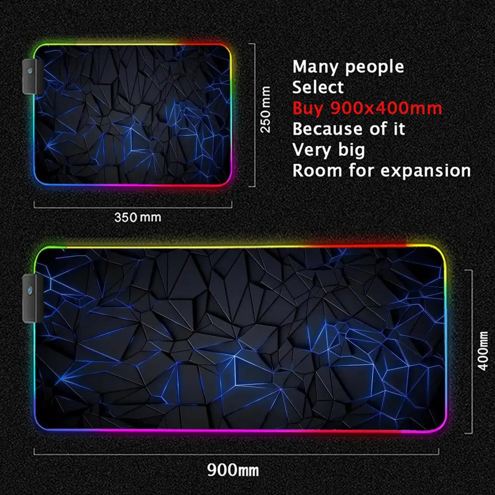Alfombrilla Gaming RGB Mairuige Geometric Art - LED XXL Extra Gruesa 4mm 35x25cm