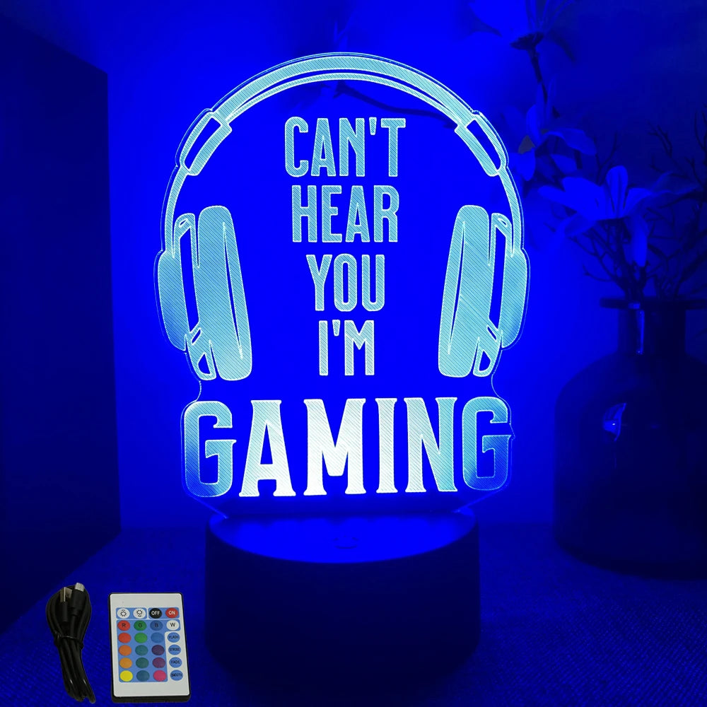 Neón LED GAMER 3D Night · Iluminación Setup Gaming 20cm