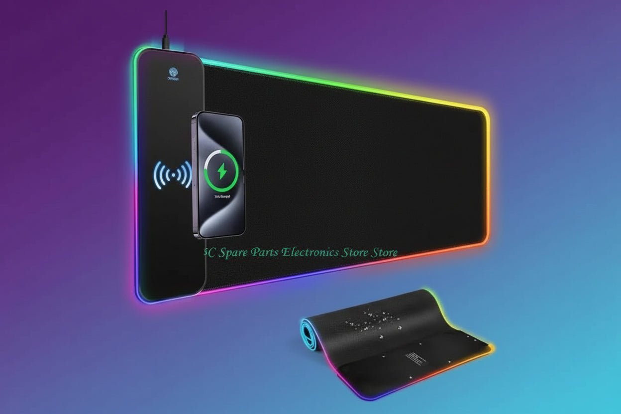 Alfombrilla Gaming XXL con LED RGB y Carga Inalámbrica 15W - Mouse Pad Iluminado
