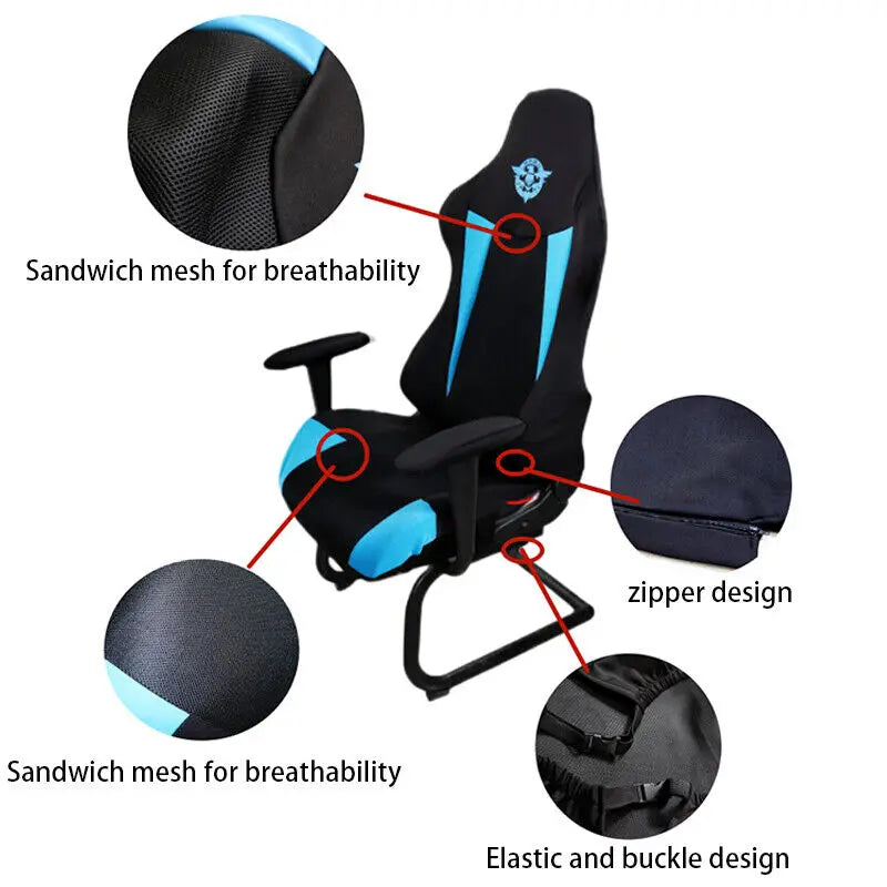 Silla Gaming Reclinable Negra y Azul · Setup Gamer Económico con Reposabrazos