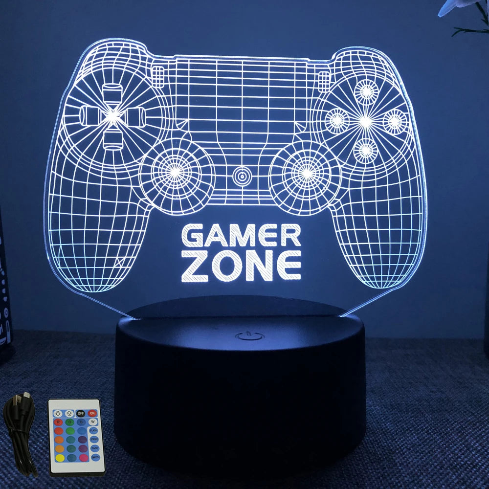 Neón LED GAMER 3D Night · Iluminación Setup Gaming 20cm