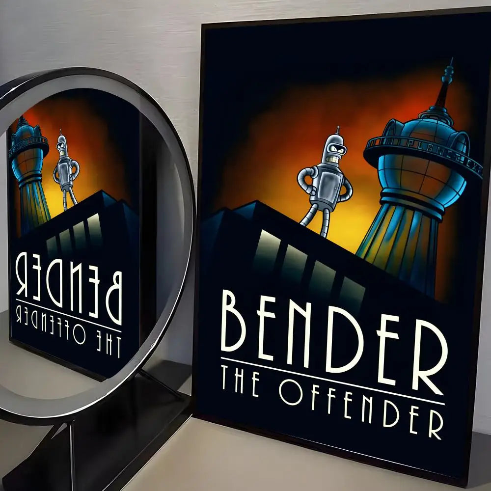 Poster Movie Bender F-futurama Elegant · Decoración Setup Gamer y Escritorio