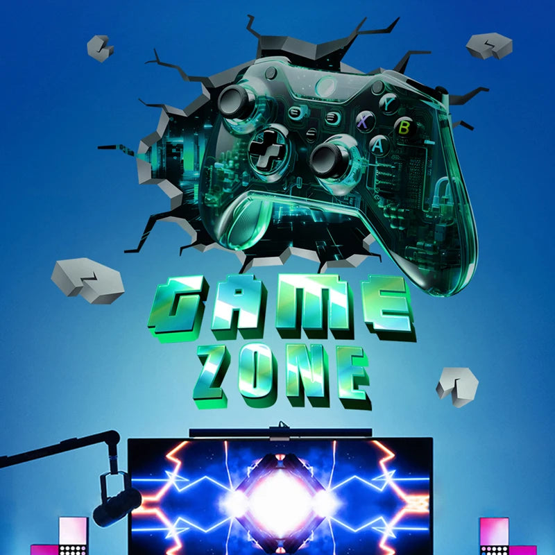 Poster Gaming Wall Hole Art · Decoración Setup Gamer y Escritorio