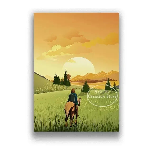 Poster Video Game Canvas Painting Zelda · Decoración Setup Gamer y Escritorio