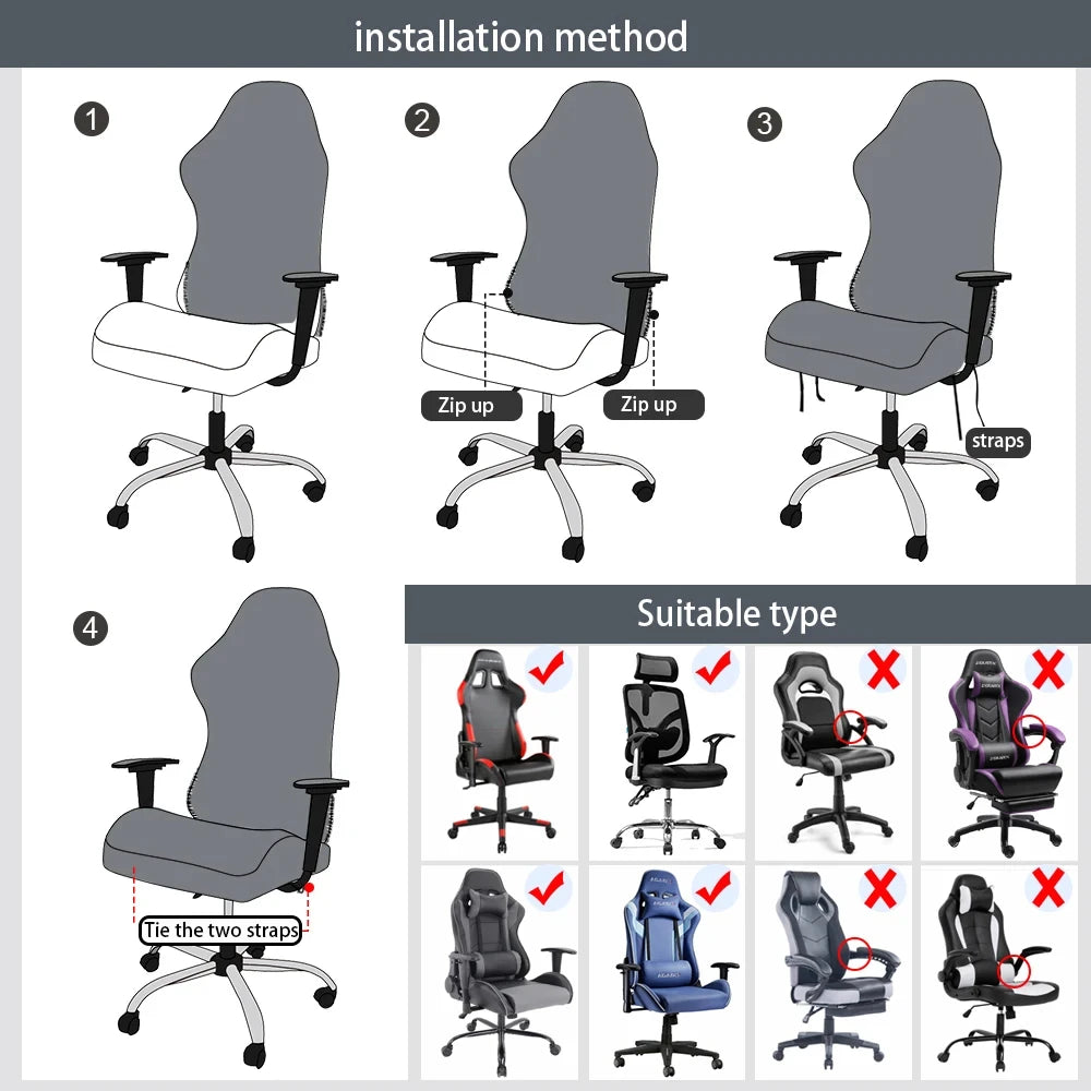Funda Impermeable para Silla Gaming Negra · Tamaño Universal Reclinable