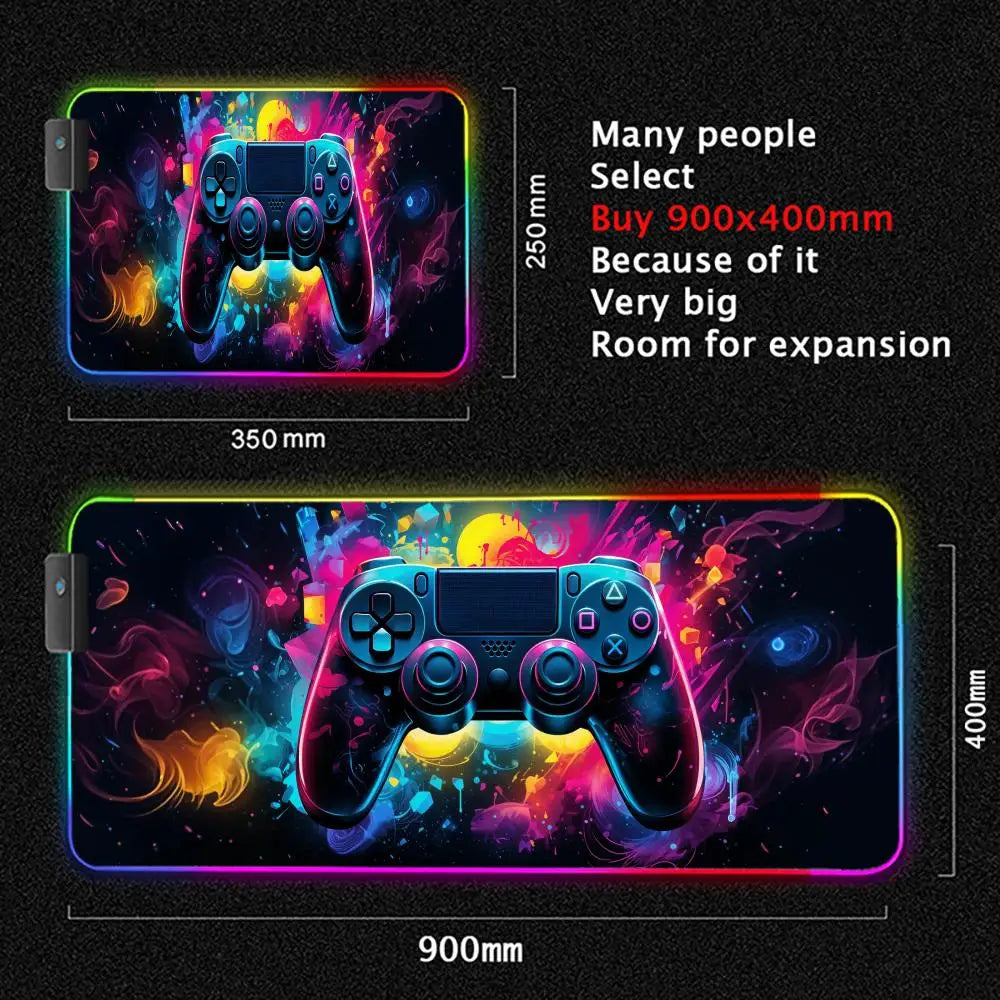 Alfombrilla Gaming RGB XXL - Diseño Gamepad con Retroiluminación LED