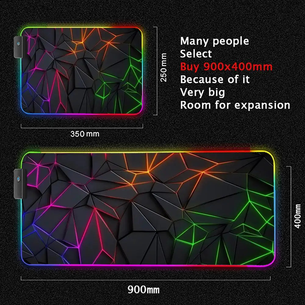Alfombrilla Gaming RGB Mairuige Geometric Art - LED XXL Extra Gruesa 4mm 35x25cm