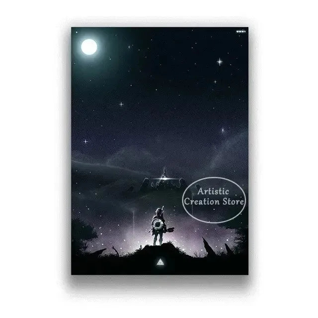Poster Video Game Canvas Painting Zelda · Decoración Setup Gamer y Escritorio