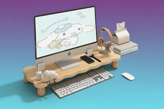 Soporte Elevador de Madera para Monitor - Organizador de Escritorio con Estantería