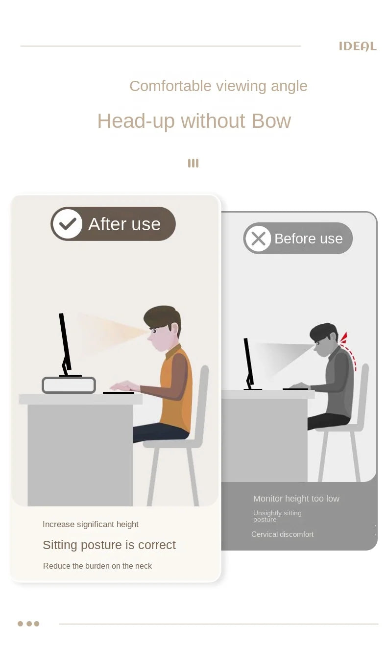 Soporte Elevador Ajustable para Monitor - Reduce la Tensión en el Cuello con Almacenamiento