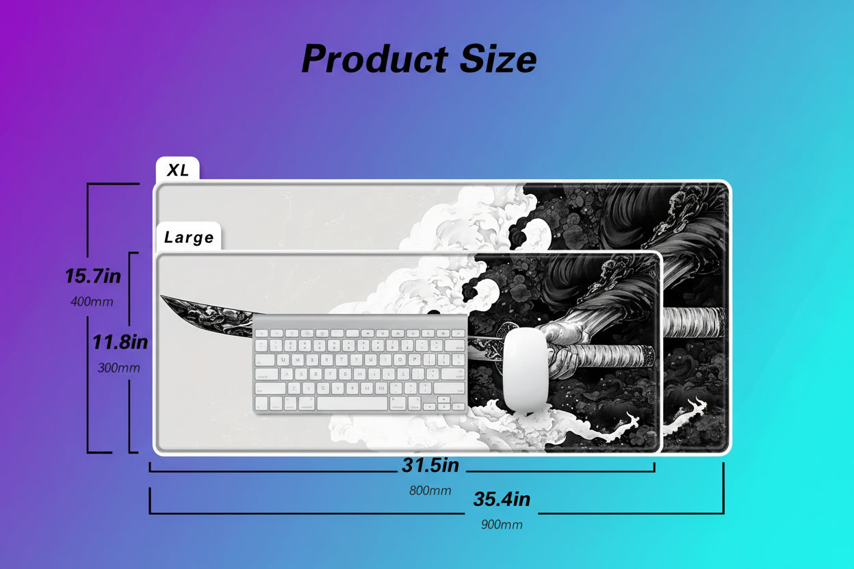 Alfombrilla Gaming Samurái Japonés - Extended Mouse Pad Lavable Premium 60x30cm