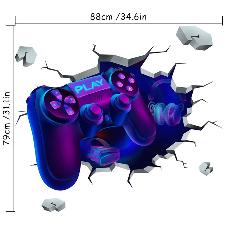 Poster Gaming Wall Hole Art · Decoración Setup Gamer y Escritorio