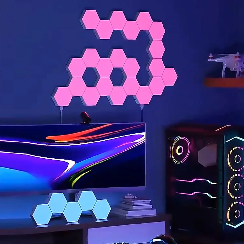 Iluminación LED Hexagon Night Gaming · Iluminación Setup Gaming