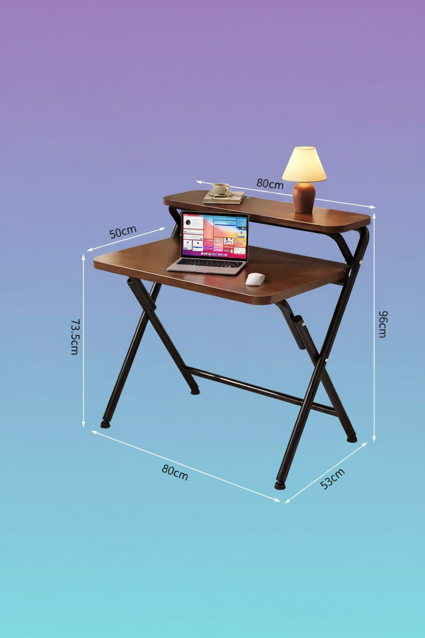Escritorio Plegable de Doble Capa - Mesa de Estudio Compacta para Espacios Pequeños