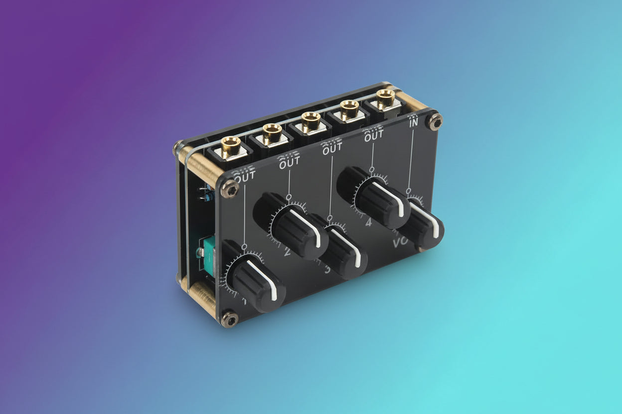 Mini mezclador de audio estéreo 4 canales