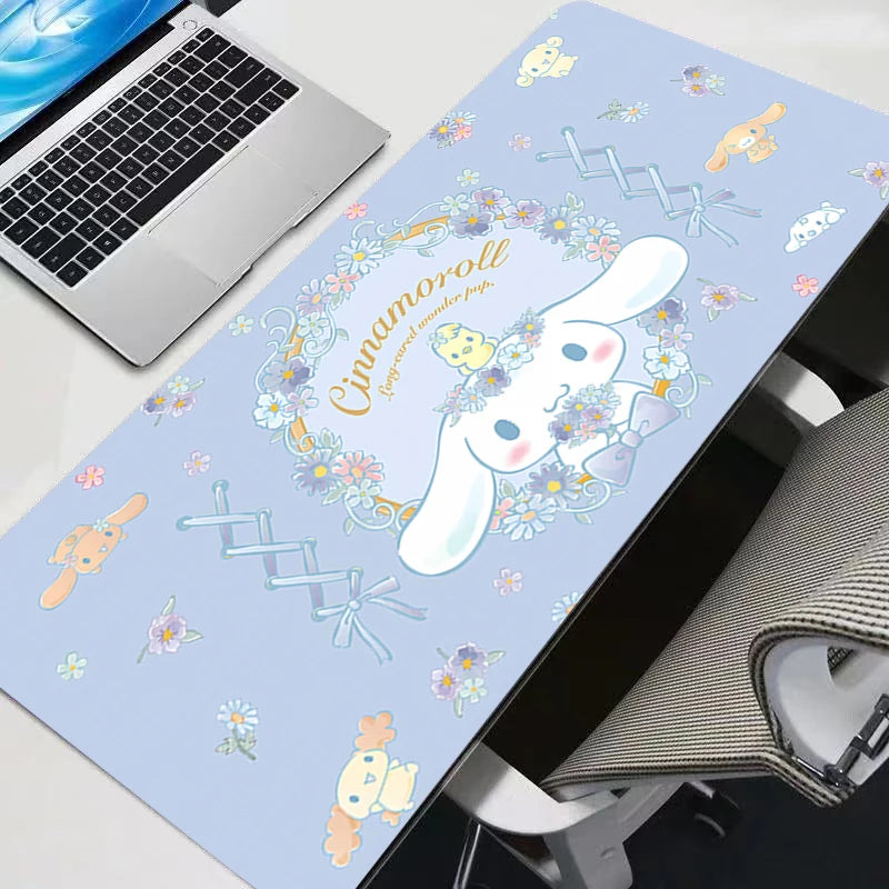 Alfombrilla Gaming XXL Cinnamoroll - Mouse Pad Kawaii con Bordes Cosidos