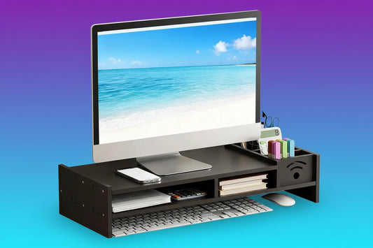 Soporte Elevador de Monitor de 2 Niveles con Almacenamiento - Organizador de Escritorio