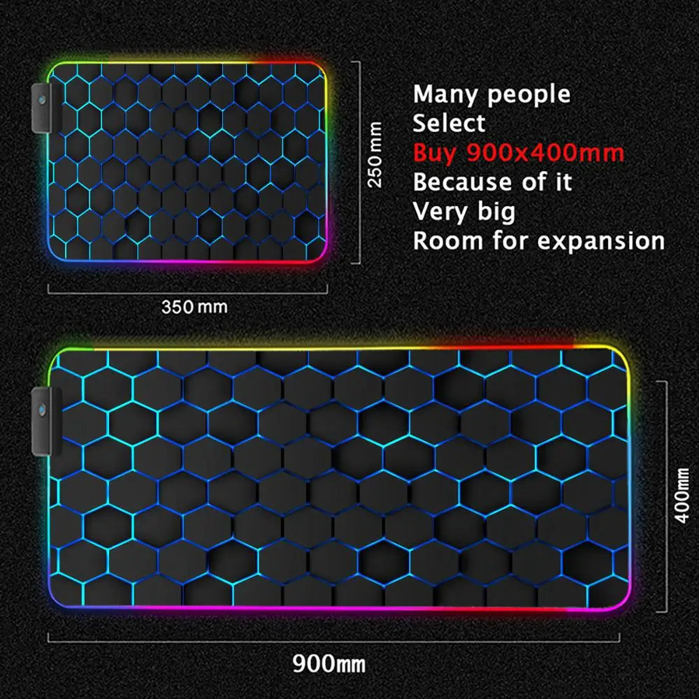 Alfombrilla Gaming RGB Mairuige Geometric Art - LED XXL Extra Gruesa 4mm 35x25cm