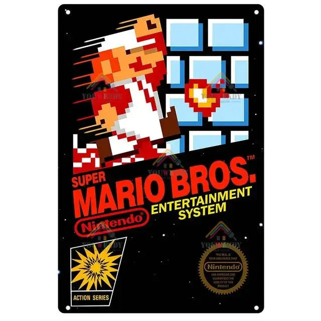 Poster Retro Video Game Metal · Decoración Setup Gamer y Escritorio