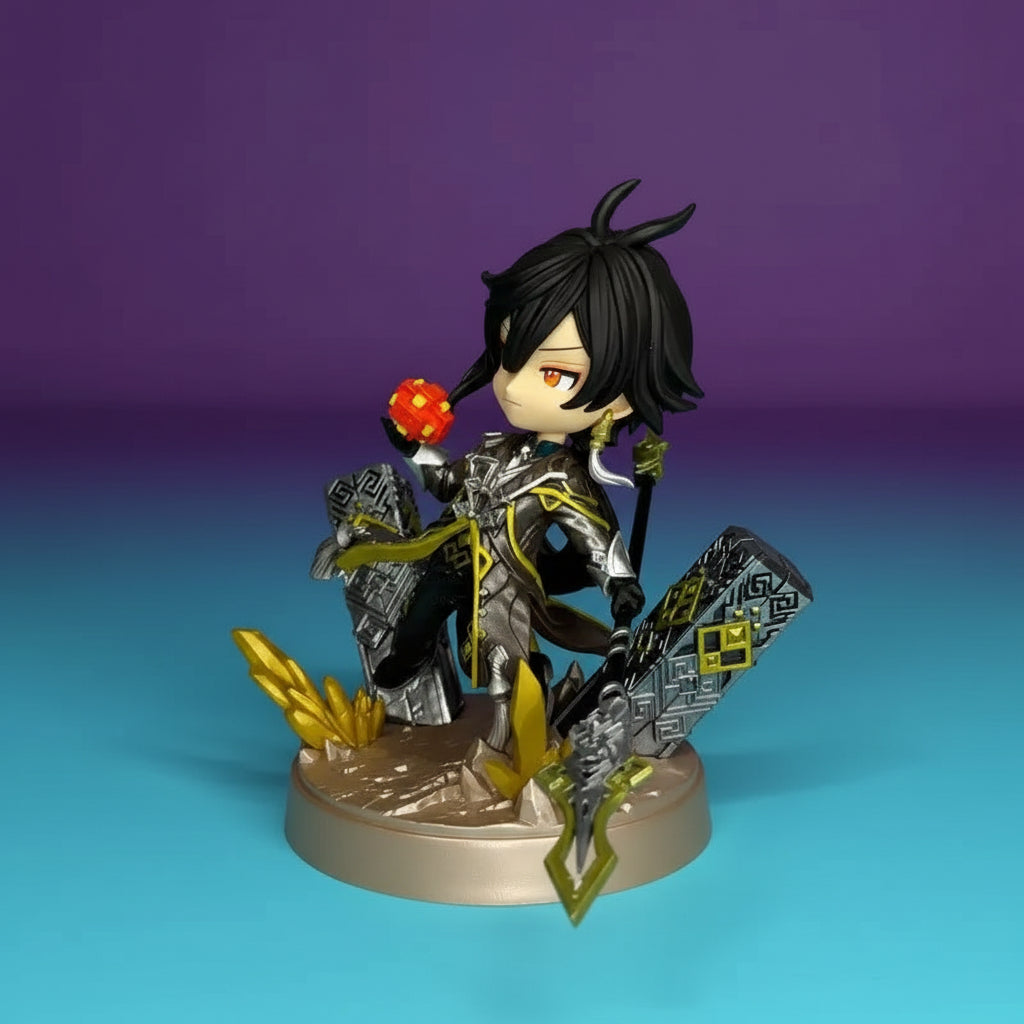Figura Zhongli Genshin Impact - Modelo Coleccionable Q Version Bandai