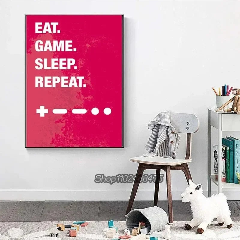 Poster Game Gaming Room Gamepad · Decoración Setup Gamer y Escritorio