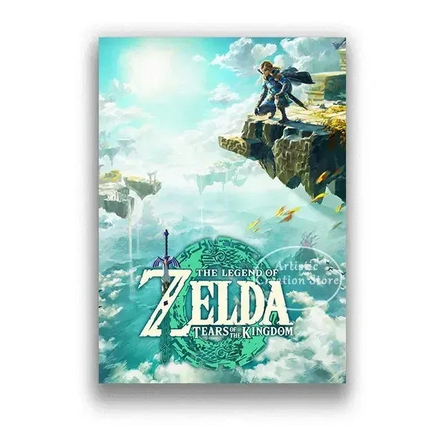 Poster Video Game Canvas Painting Zelda · Decoración Setup Gamer y Escritorio