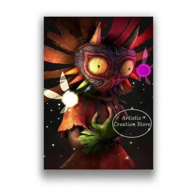 Poster Video Game Canvas Painting Zelda · Decoración Setup Gamer y Escritorio