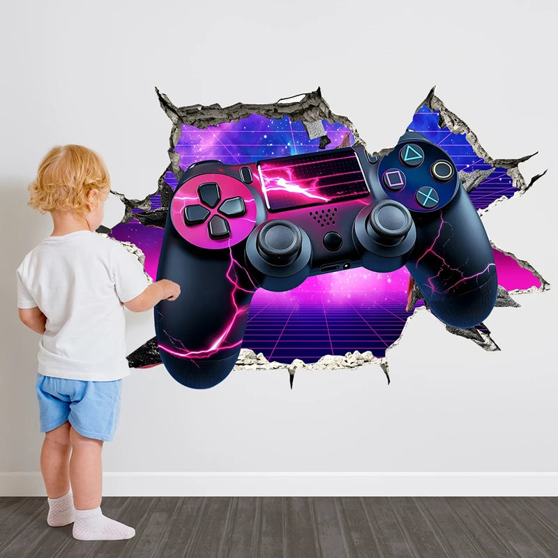 Poster Gaming Wall Hole Art · Decoración Setup Gamer y Escritorio