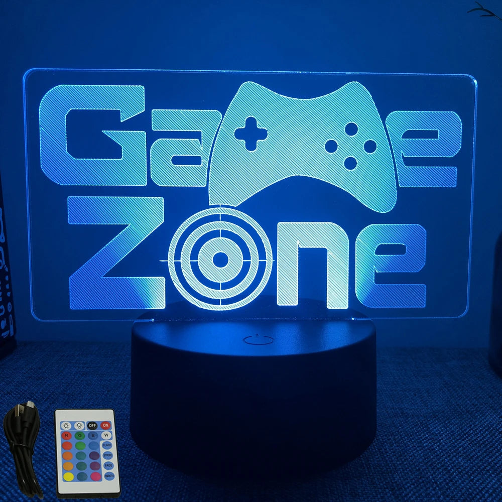Neón LED GAMER 3D Night · Iluminación Setup Gaming 20cm
