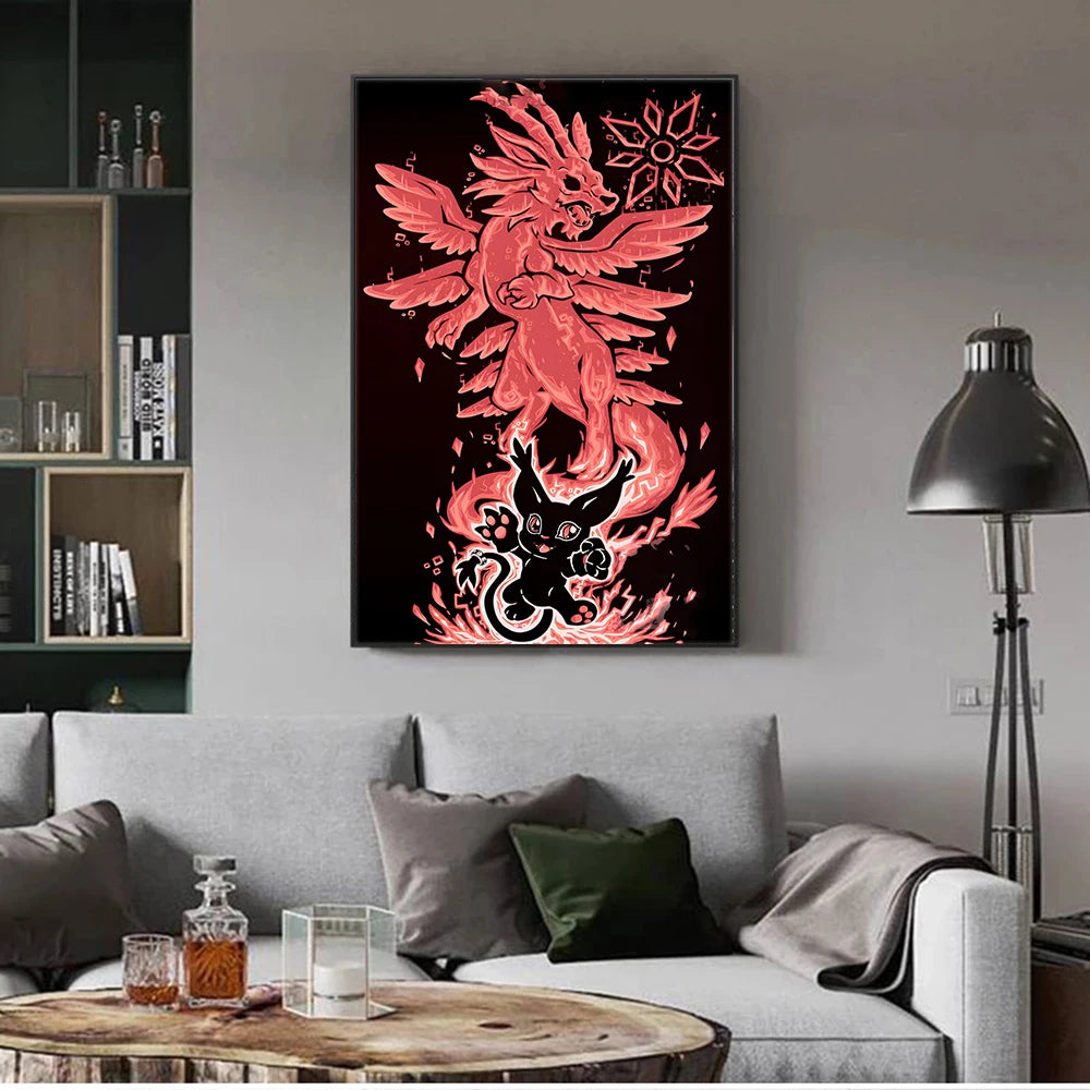 Poster Digimon Character Wall Hanging · Decoración Setup Gamer y Escritorio