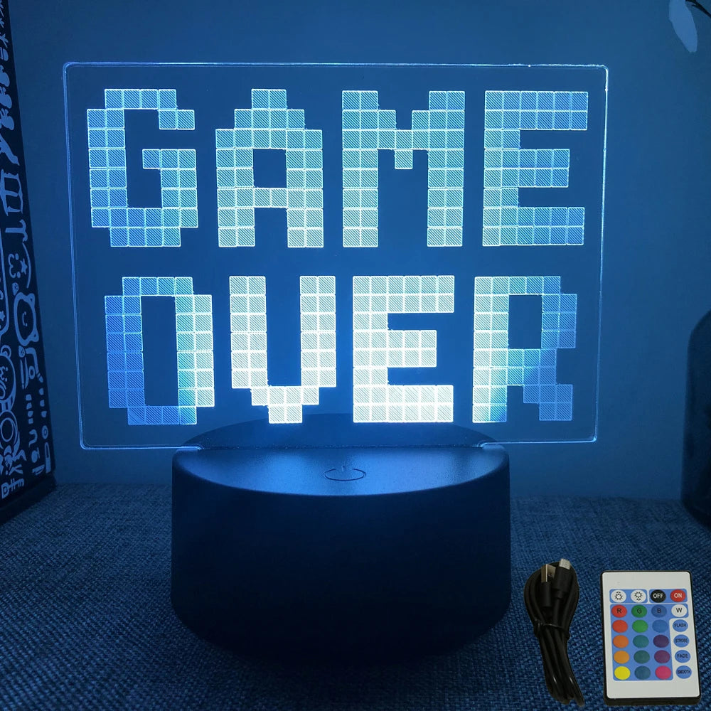 Neón LED GAMER 3D Night · Iluminación Setup Gaming 20cm