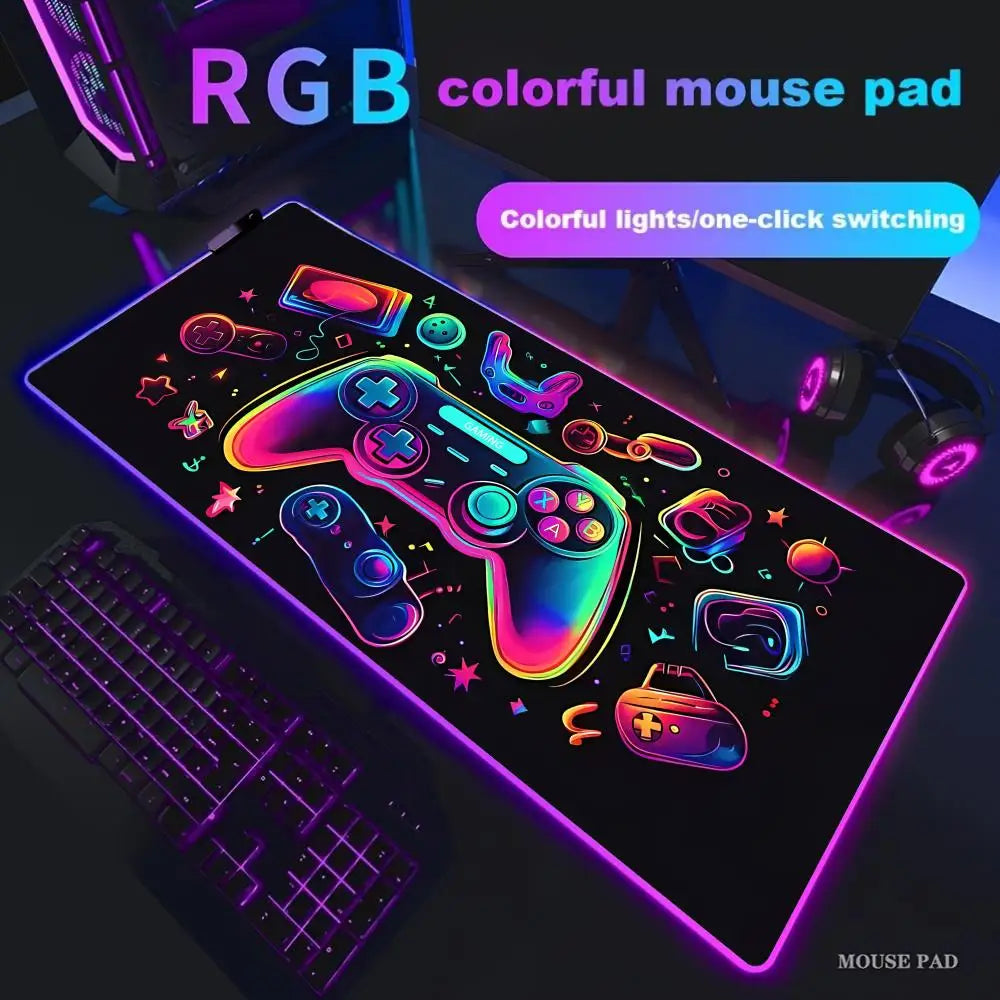 Alfombrilla Gaming RGB XXL - Diseño Gamepad con Retroiluminación LED