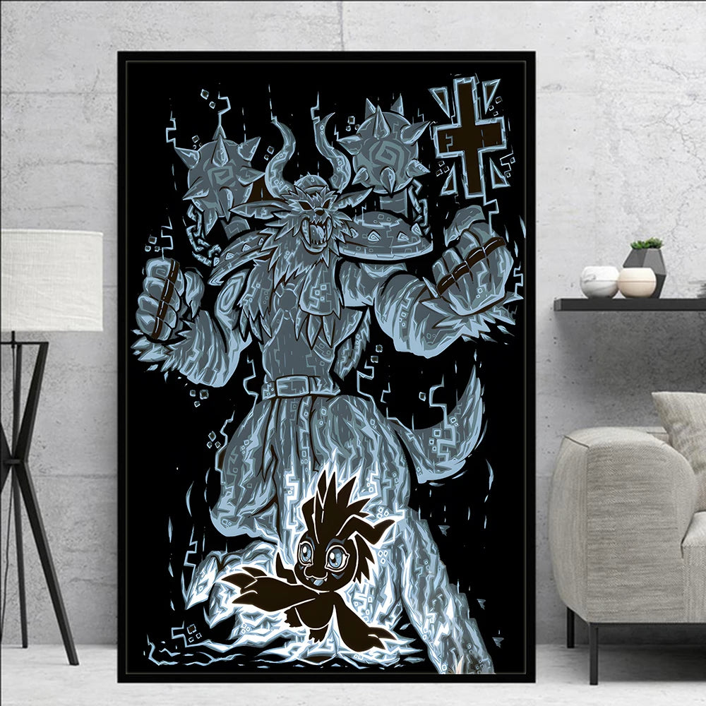 Poster Digimon Character Wall Hanging · Decoración Setup Gamer y Escritorio